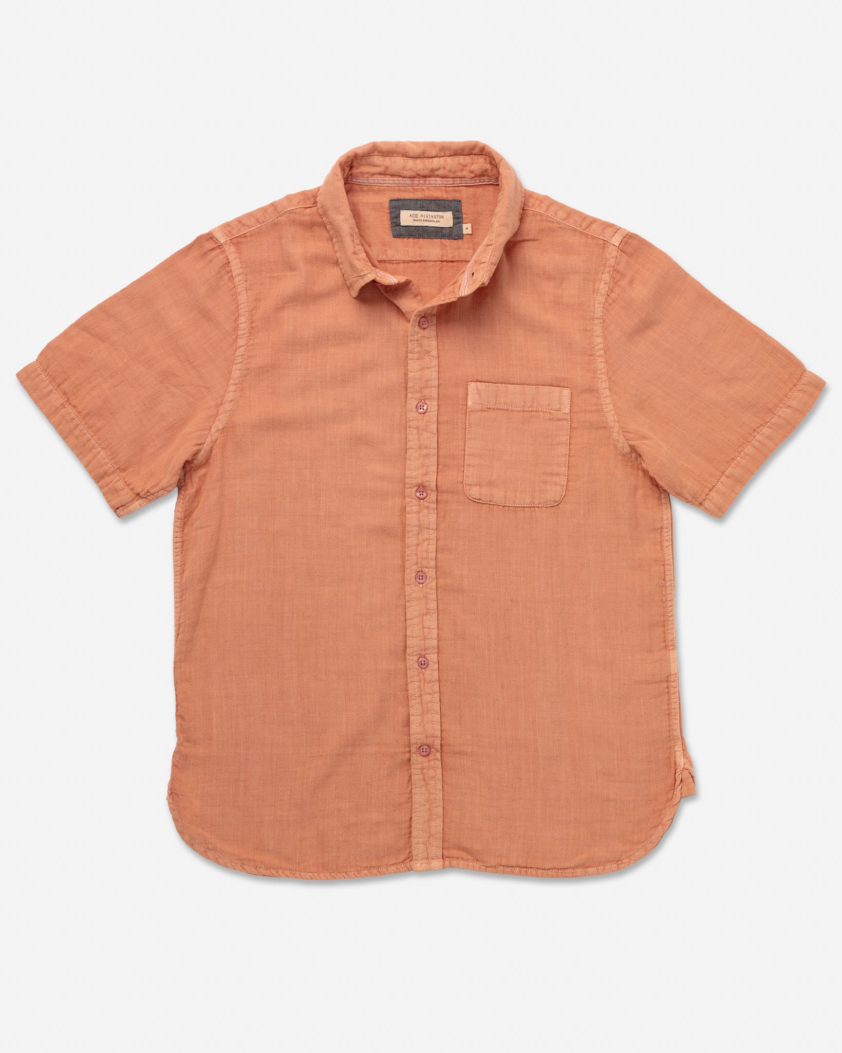 Double Gauze - Short Sleeve Tailored - Pigment Washed Coral