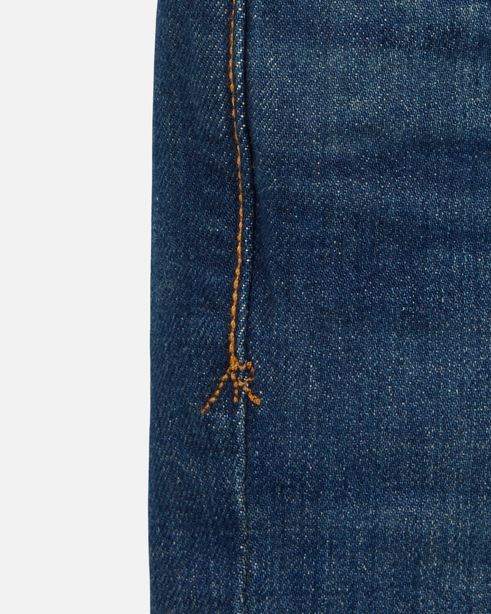 Detailed View of Orange Color Seam for Ace Rivington - Dirty Vintage - Athletic Straight Leg Denim Jeans.
