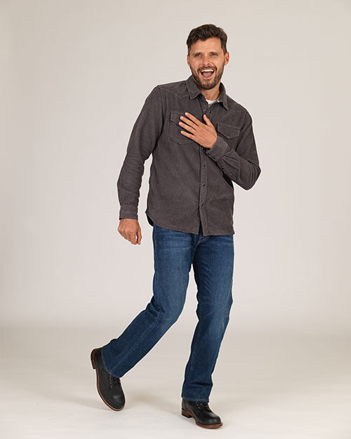 Corduroy Western Shirt - Dolphin