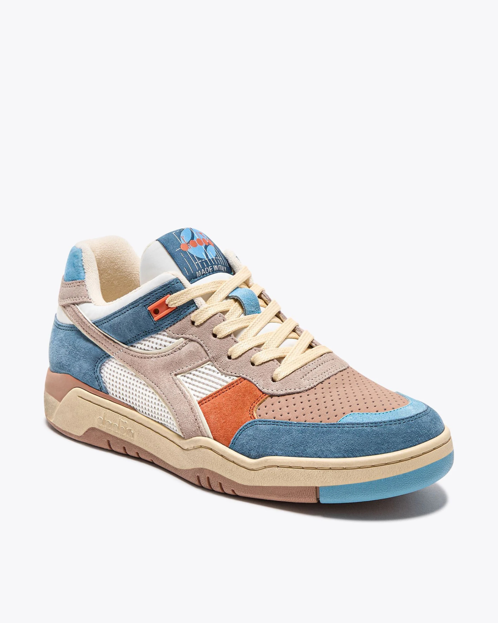 Diadora B.560 USED - Tourney Italia shoe front-side angle with emphasis on color blocking and outsole design.