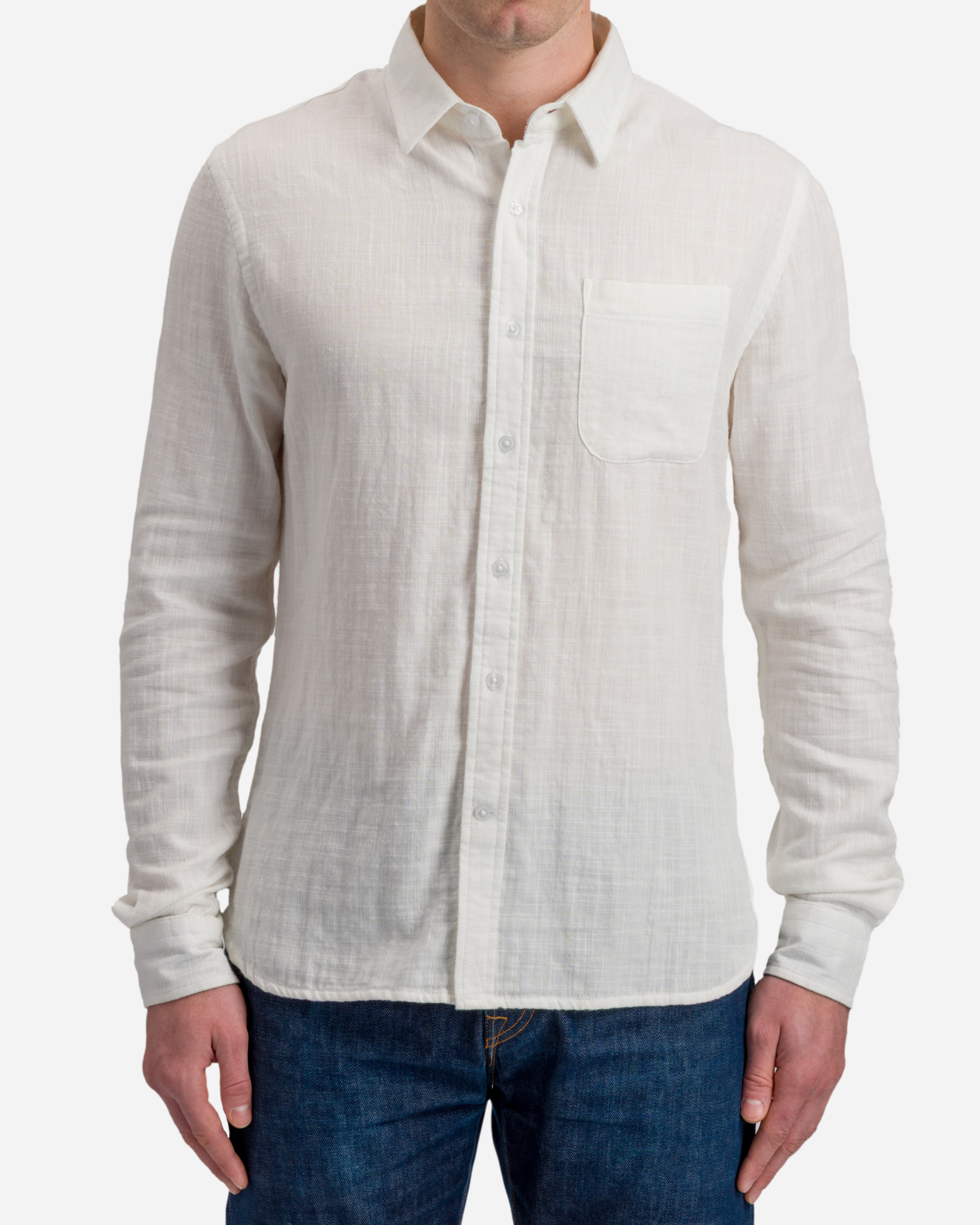 Double Gauze - Long Sleeve Tailored - Chalk