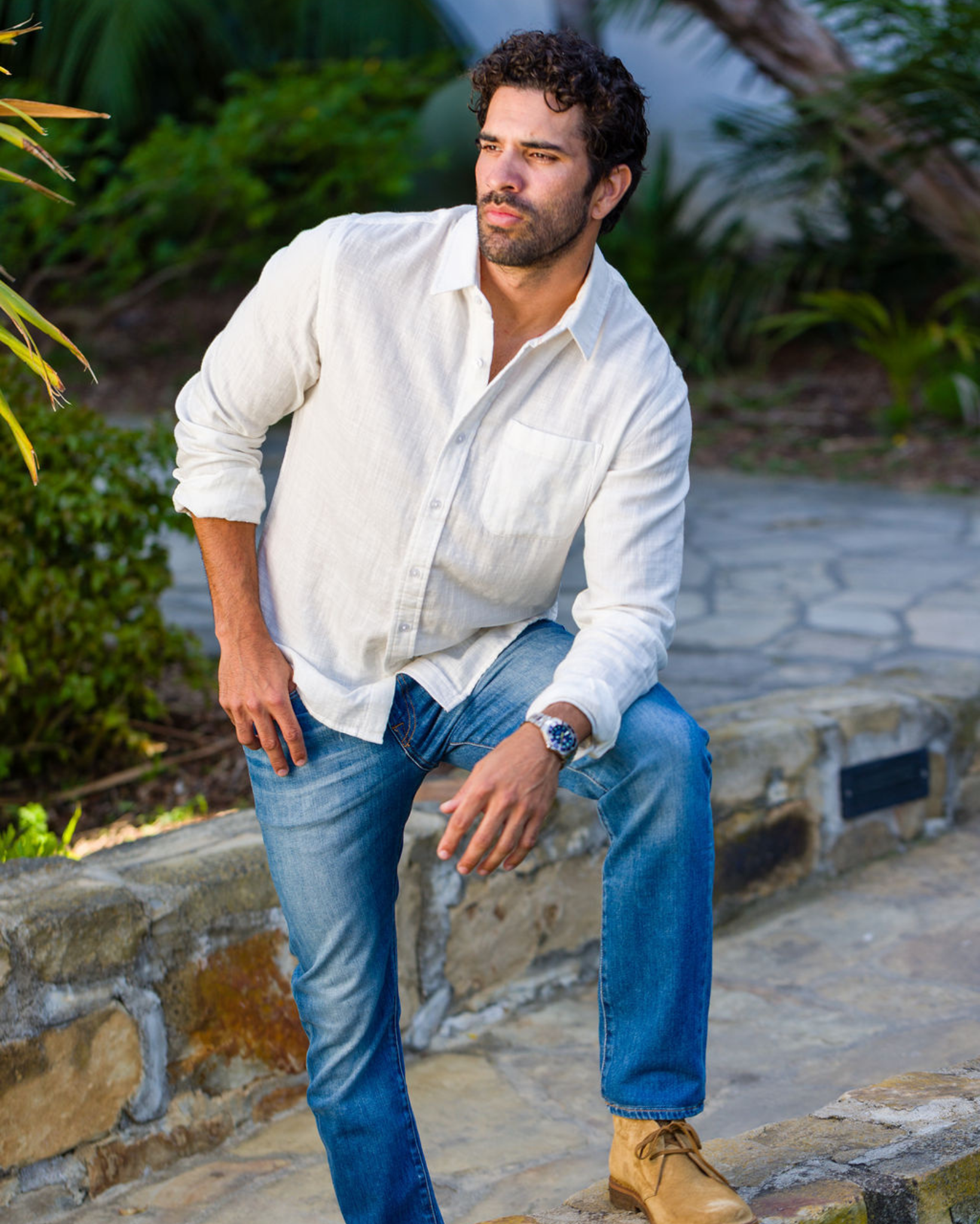 Double Gauze - Long Sleeve Tailored - Chalk