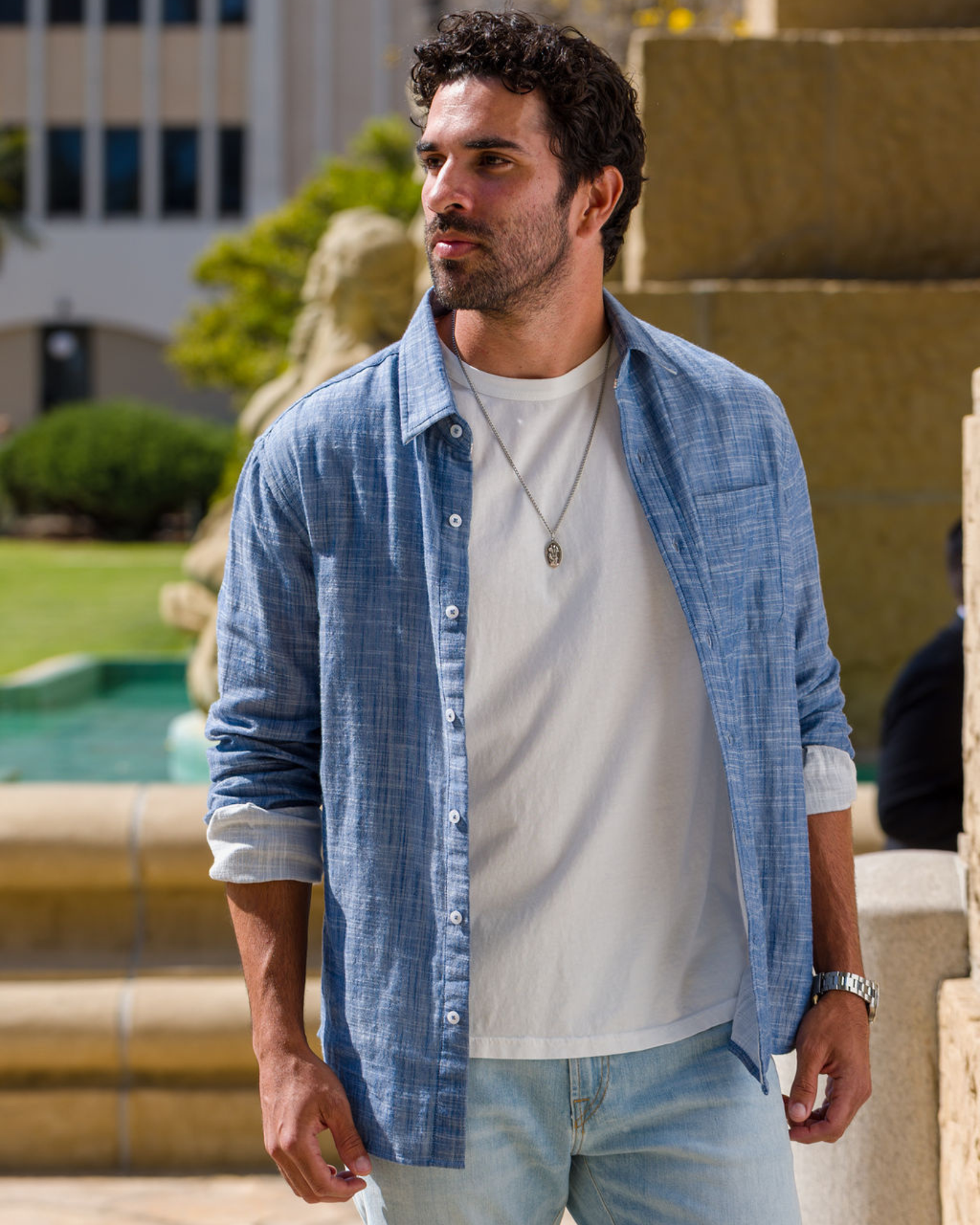 Double Gauze - Long Sleeve Tailored - Indigo