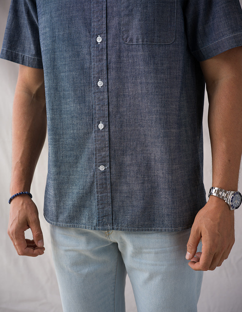 S/S Tailored Shirt Surplus Chambray 6oz - Indigo Rinse