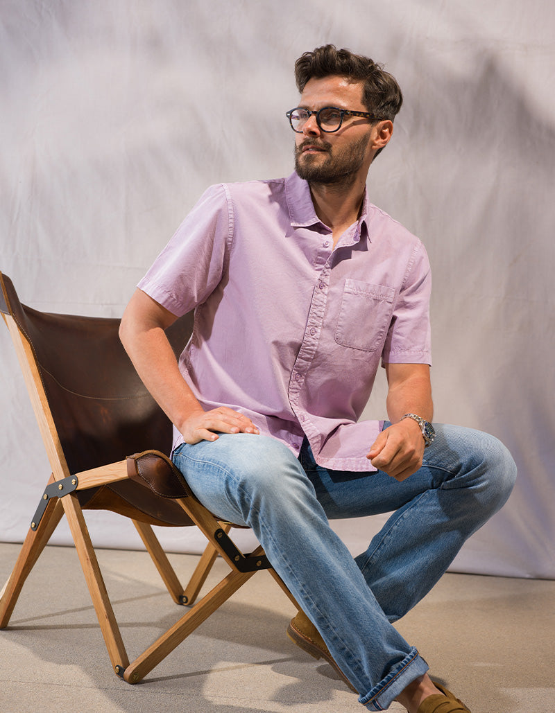 S/S Tailored Shirt Compact Poplin - Lavendar Vintage