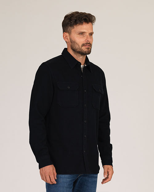 Winter Flannel - Utility Shirt - Black Houndstooth