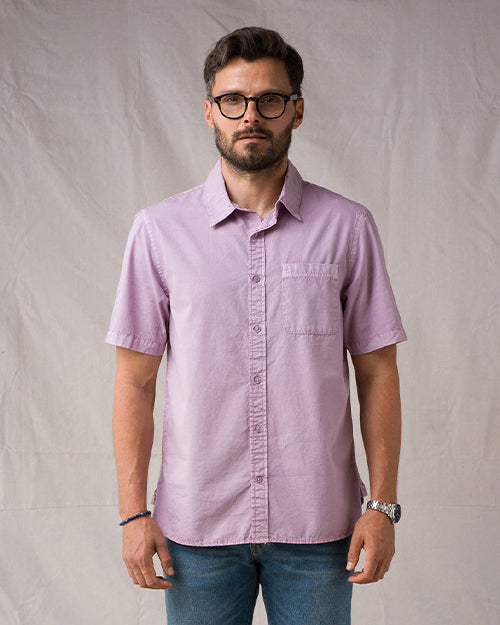 S/S Tailored Shirt Compact Poplin - Lavendar Vintage