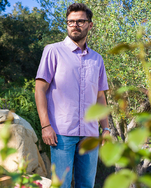 S/S Tailored Shirt Compact Poplin - Lavendar Vintage