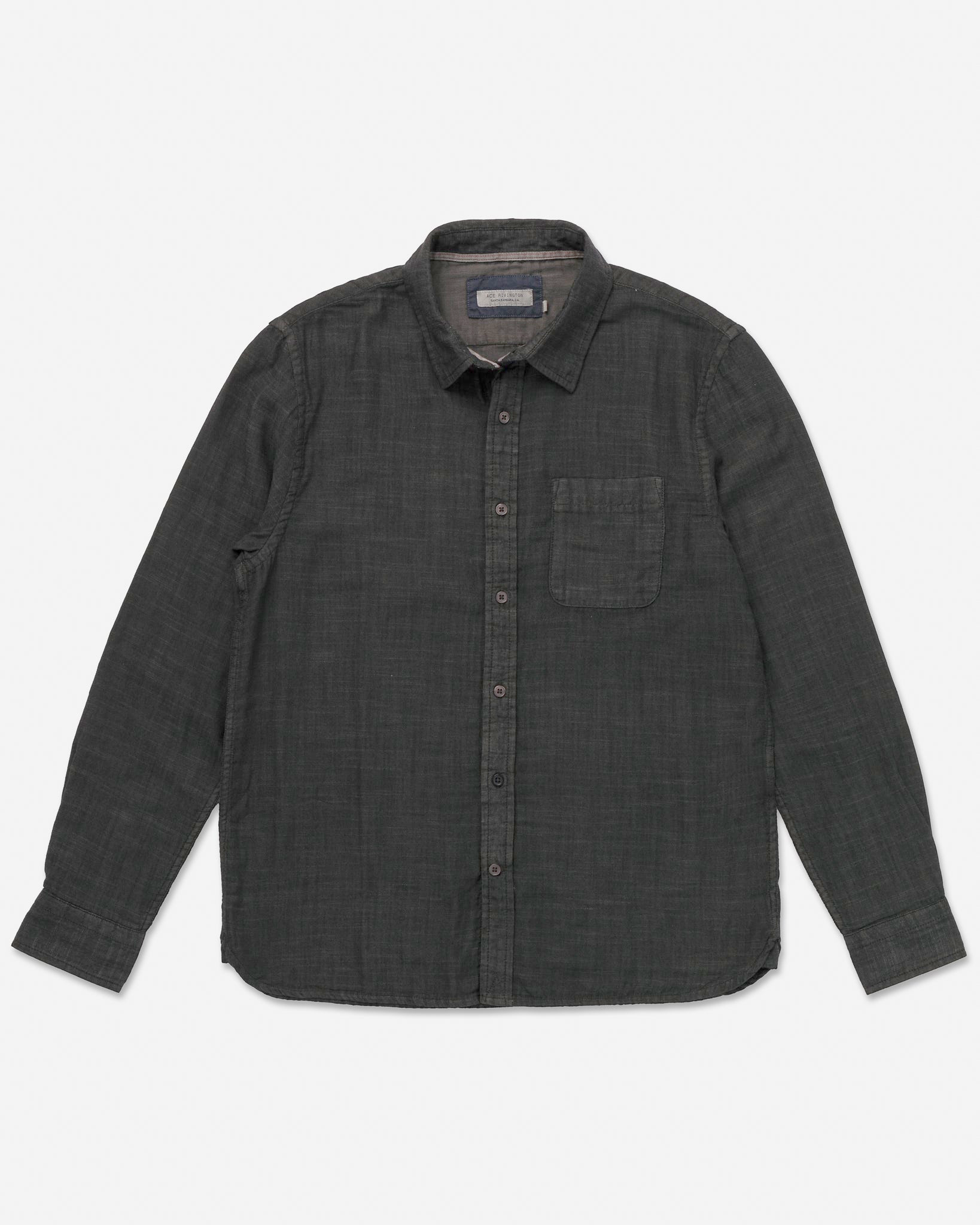 Double Gauze - Long Sleeve Tailored - Pigment Washed Charcoal