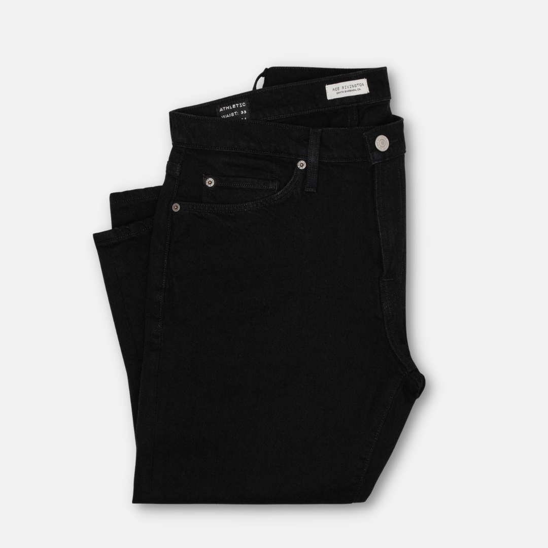 Athletic Tapered Denim Jeans - Black Clean
