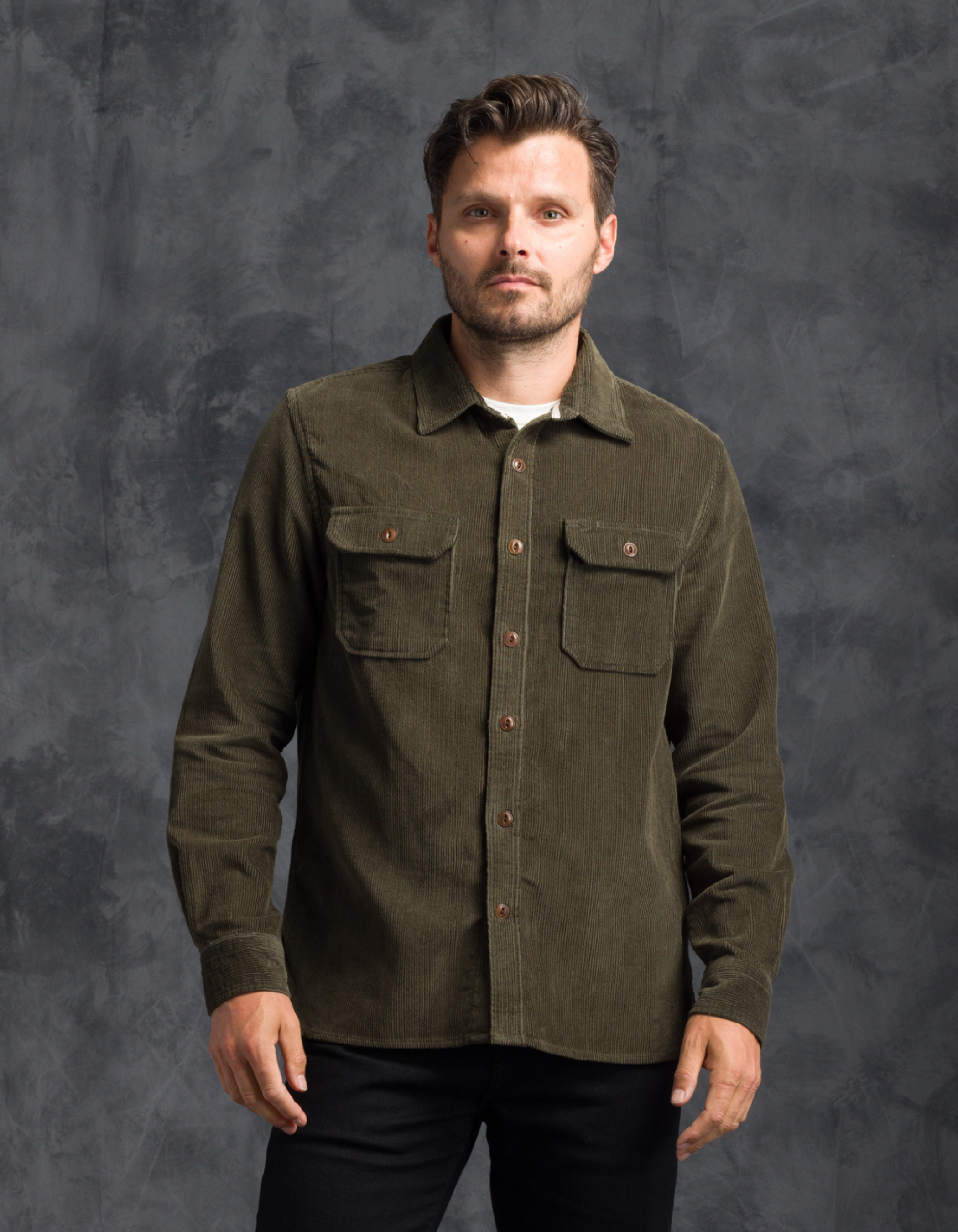 Corduroy Utility Shirt - Hunter Green