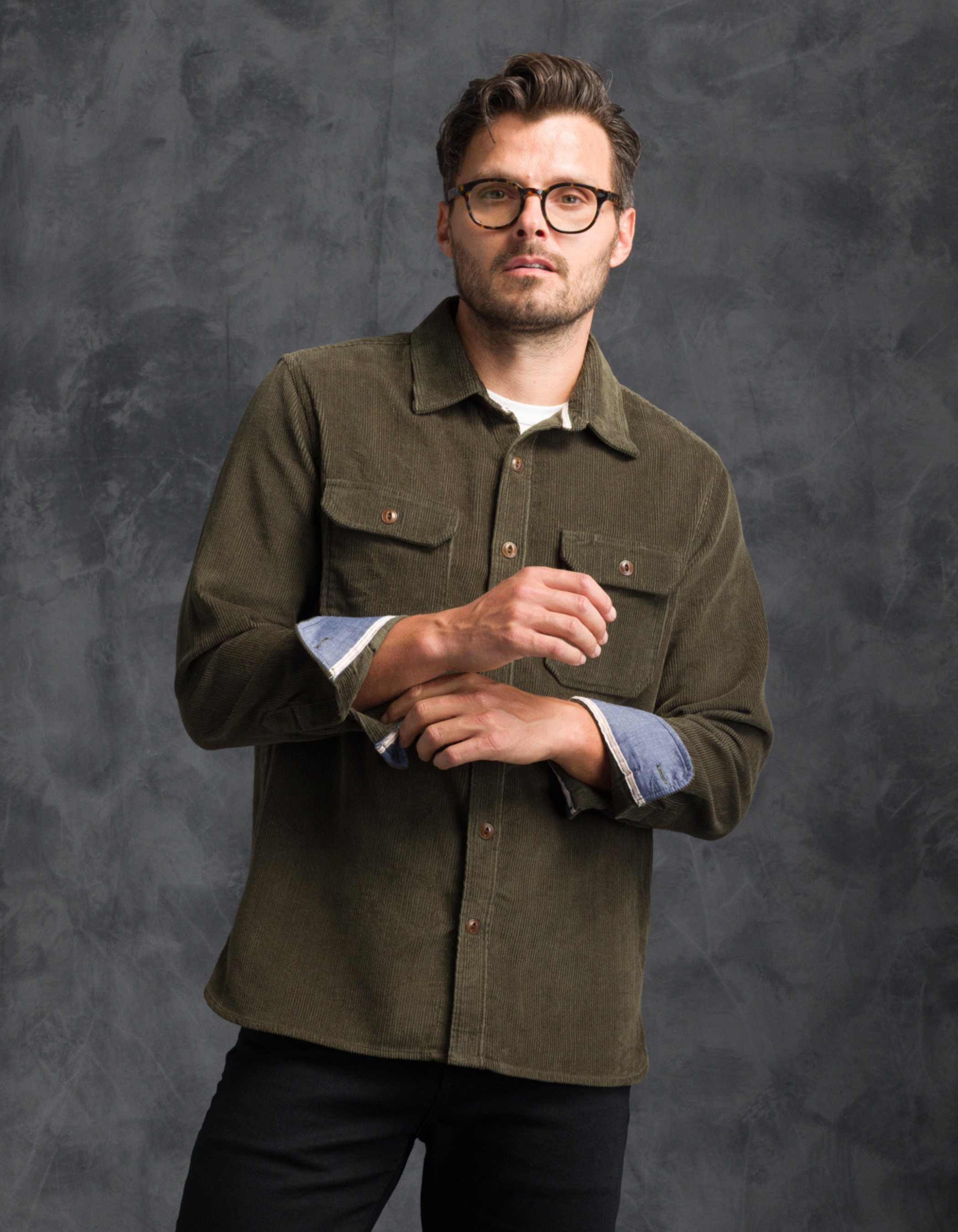 Corduroy Utility Shirt - Hunter Green