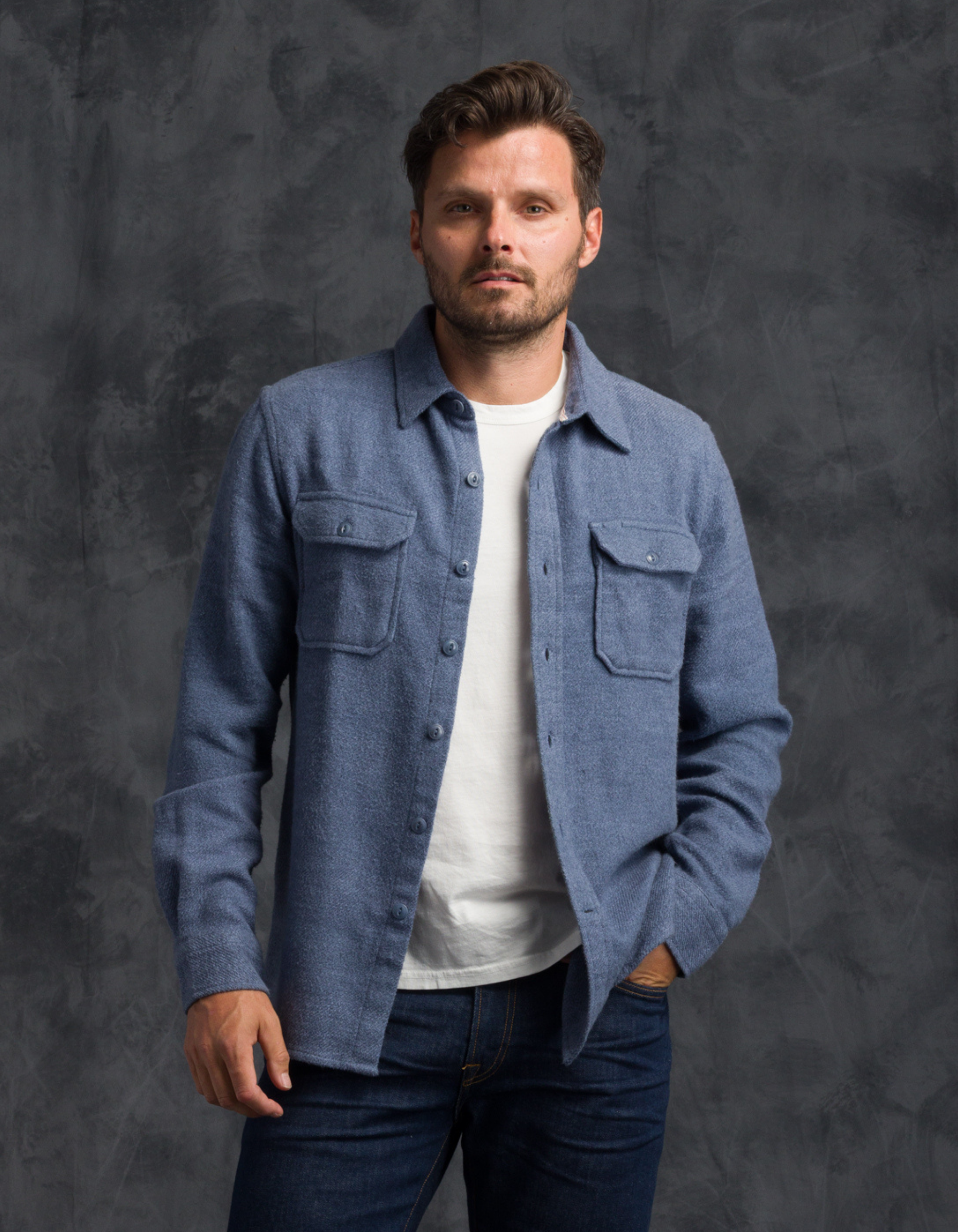 Winter Flannel - Utility Shirt - Slate Blue
