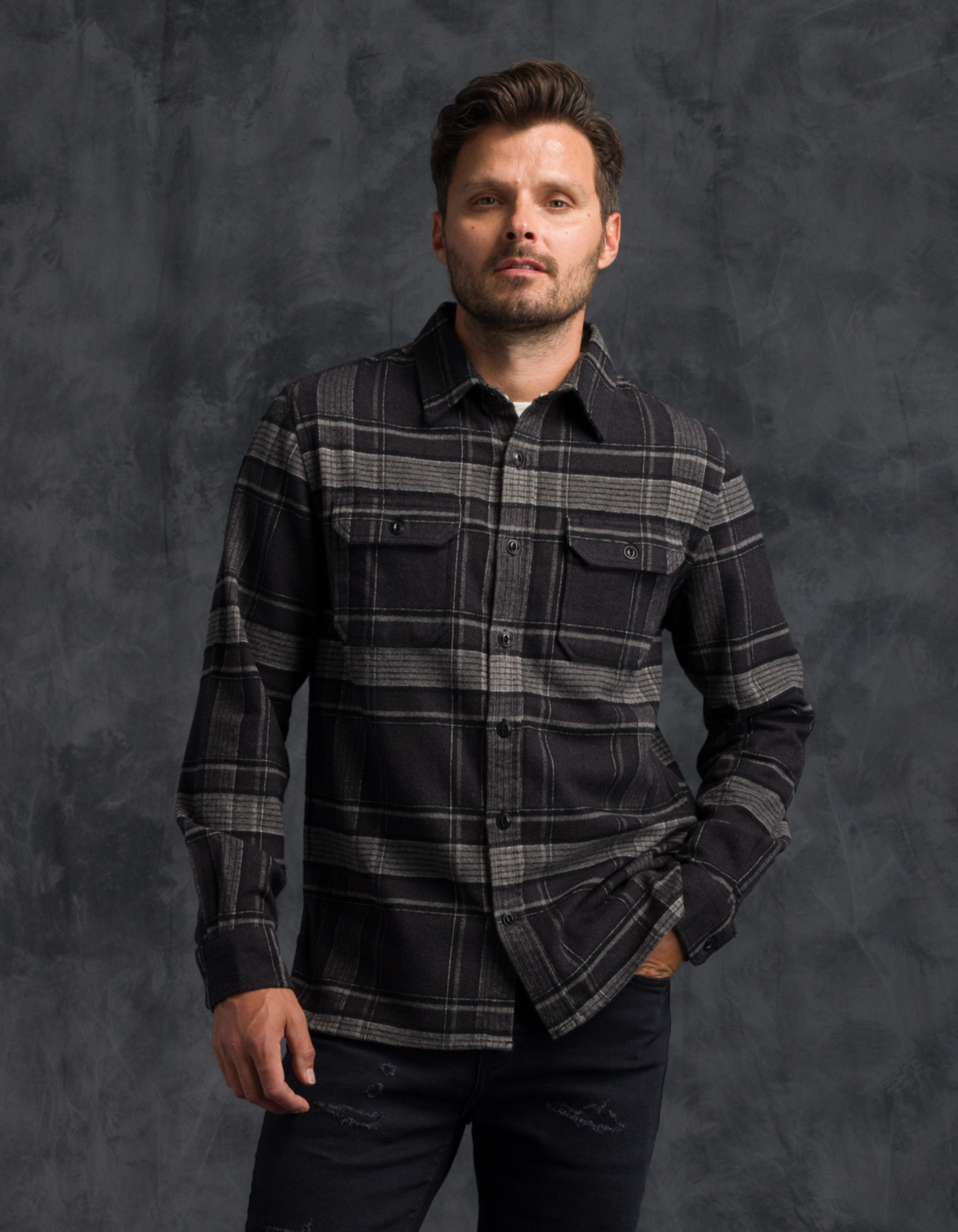 Winter Flannel - Utility Shirt - Stone Window