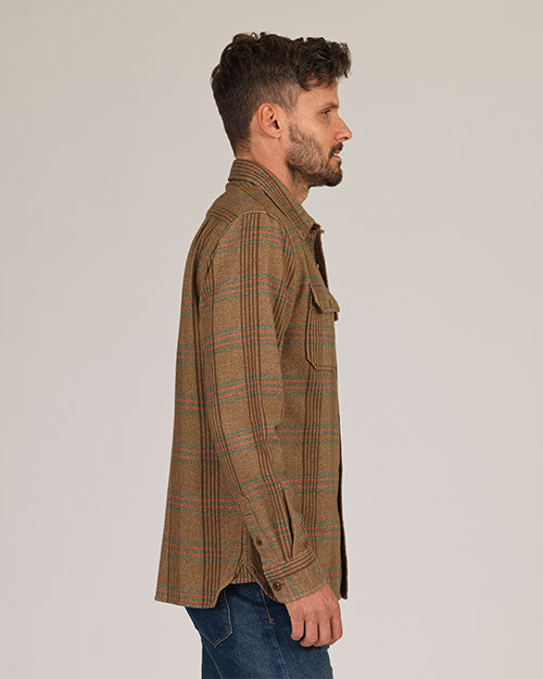 Winter Flannel - Utility Shirt -Wheat Herringbone