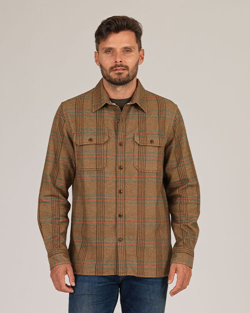 Winter Flannel - Utility Shirt -Wheat Herringbone