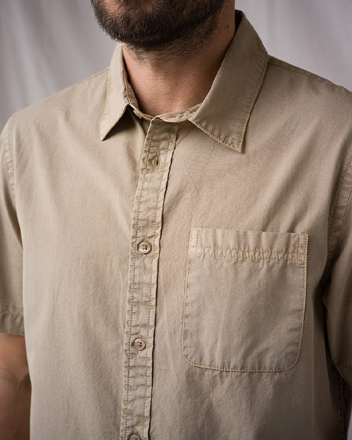 S/S Tailored Shirt Compact Poplin - Taupe Vintage