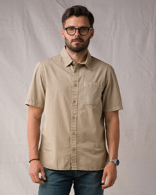 S/S Tailored Shirt Compact Poplin - Taupe Vintage
