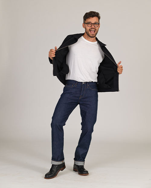 Diagonal Zip Up Jacket - Black
