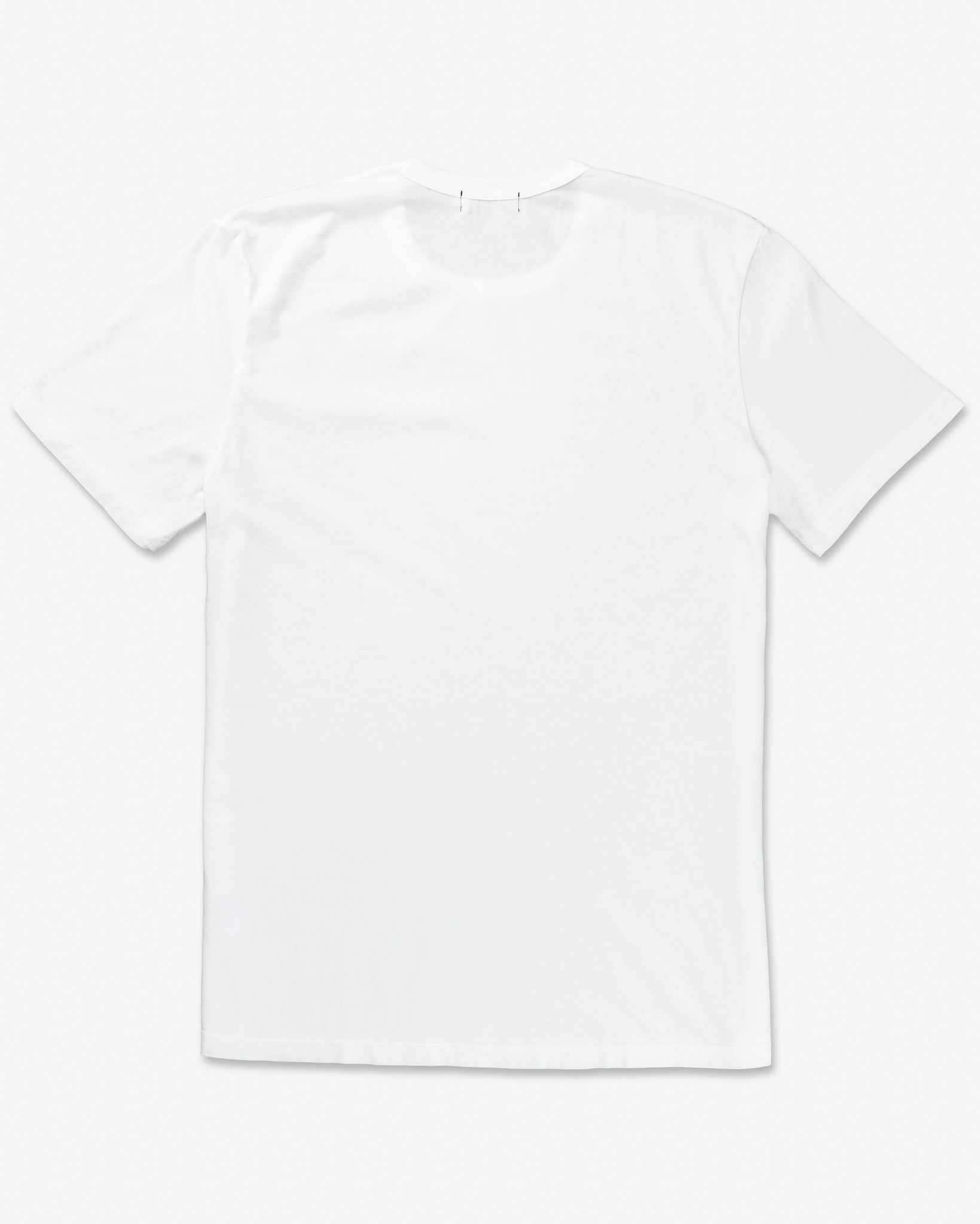 back of full view flat lay of men's off white t shirt made with super soft supima cotton