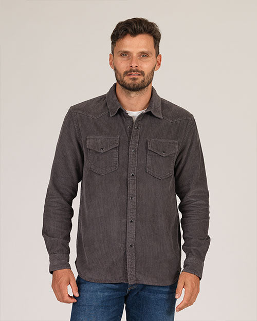 Corduroy Western Shirt - Dolphin