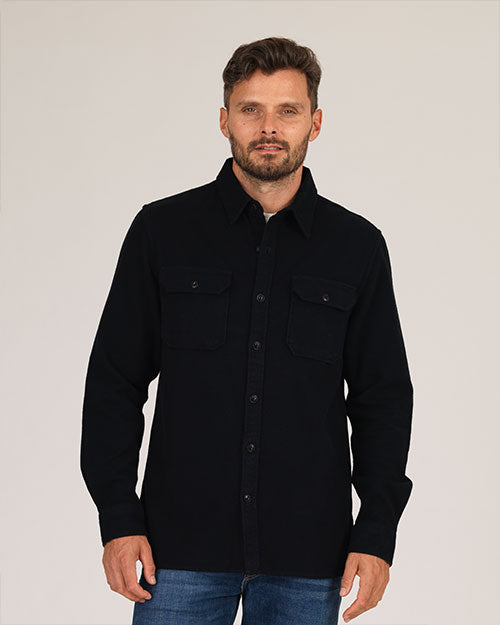Winter Flannel - Utility Shirt - Black Houndstooth