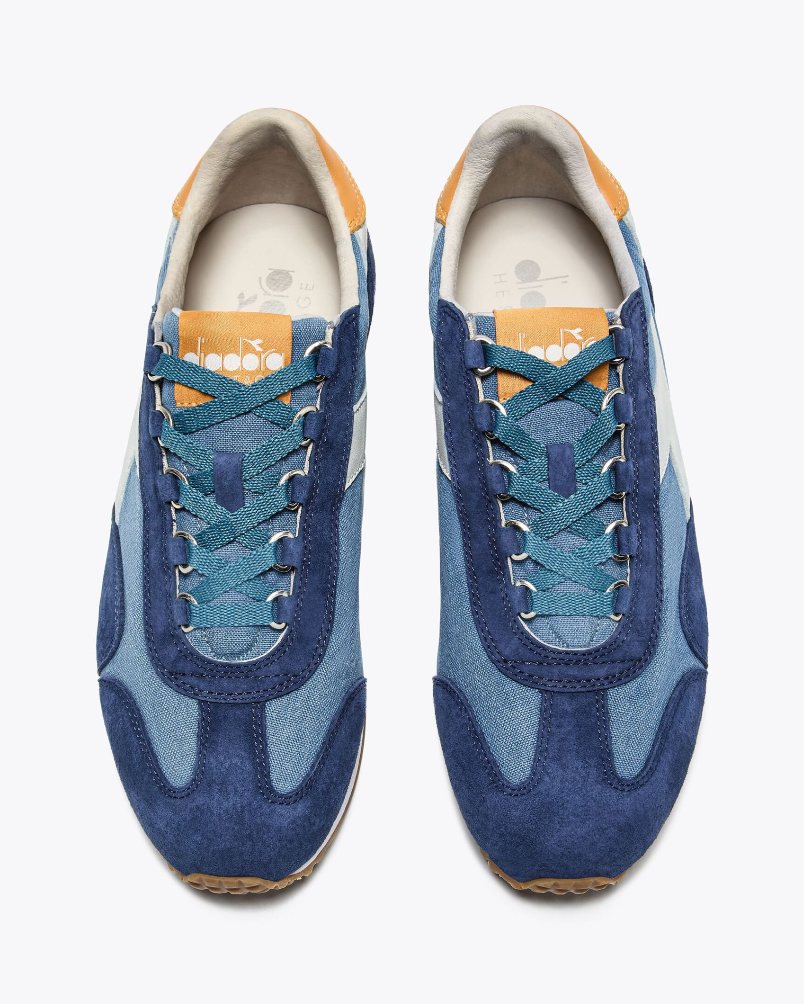 Diadora - Equipe Canvas SW EVO - Blue Coop top-down view of the shoe pair displaying symmetrical lace layout, tongue branding, and interior heel lining.