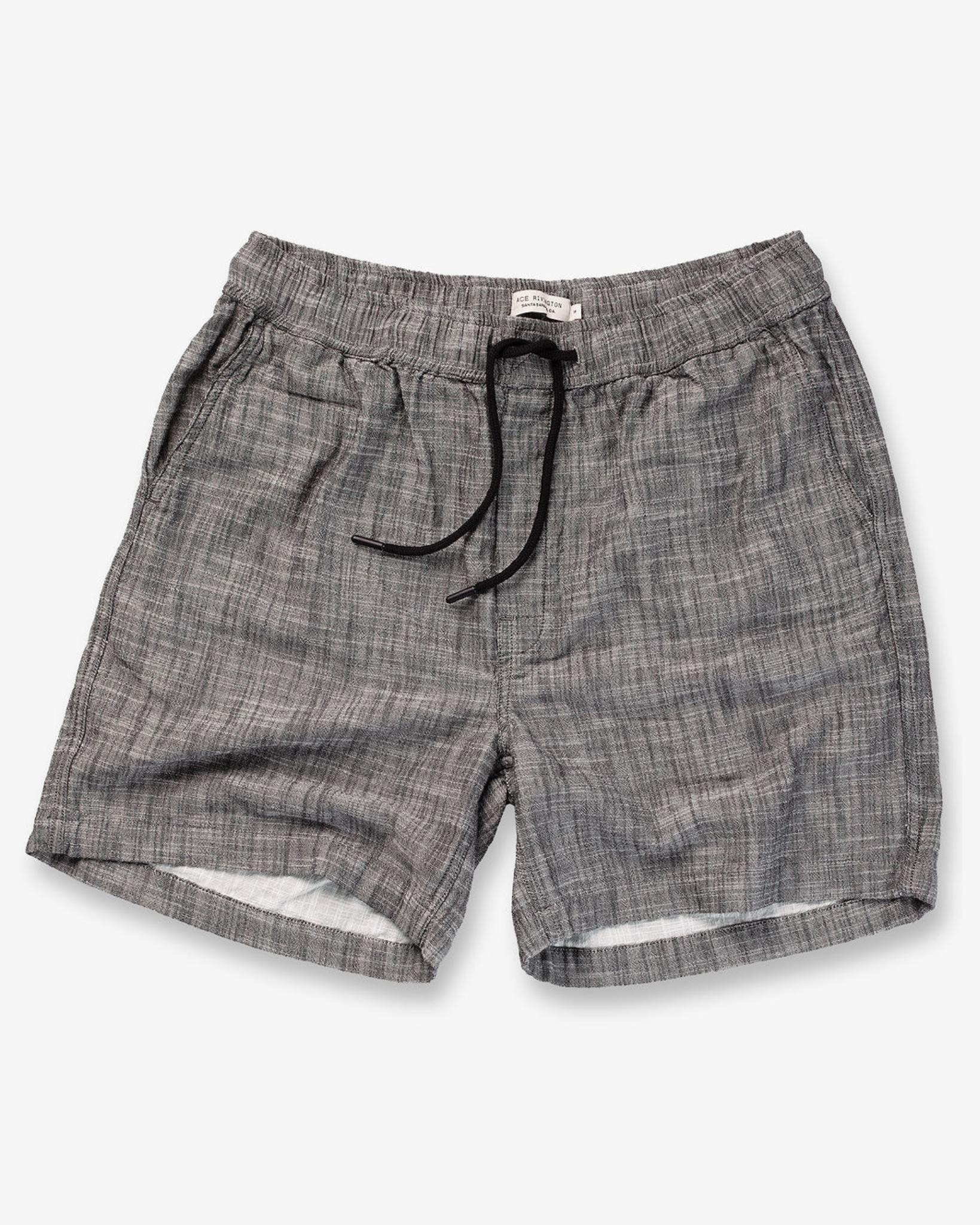 Double Gauze - Resort Shorts - Black angled flat lay showing the front and partial interior, highlighting the soft double gauze fabric and casual construction with a visible drawcord.