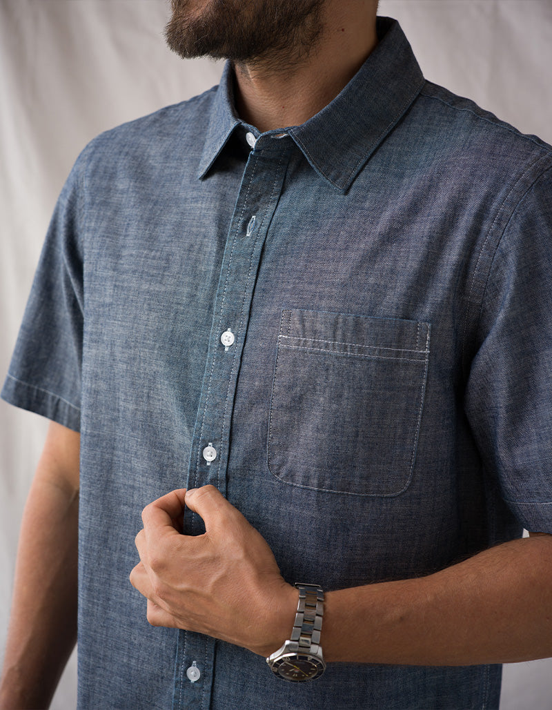 S/S Tailored Shirt Surplus Chambray 6oz - Indigo Rinse