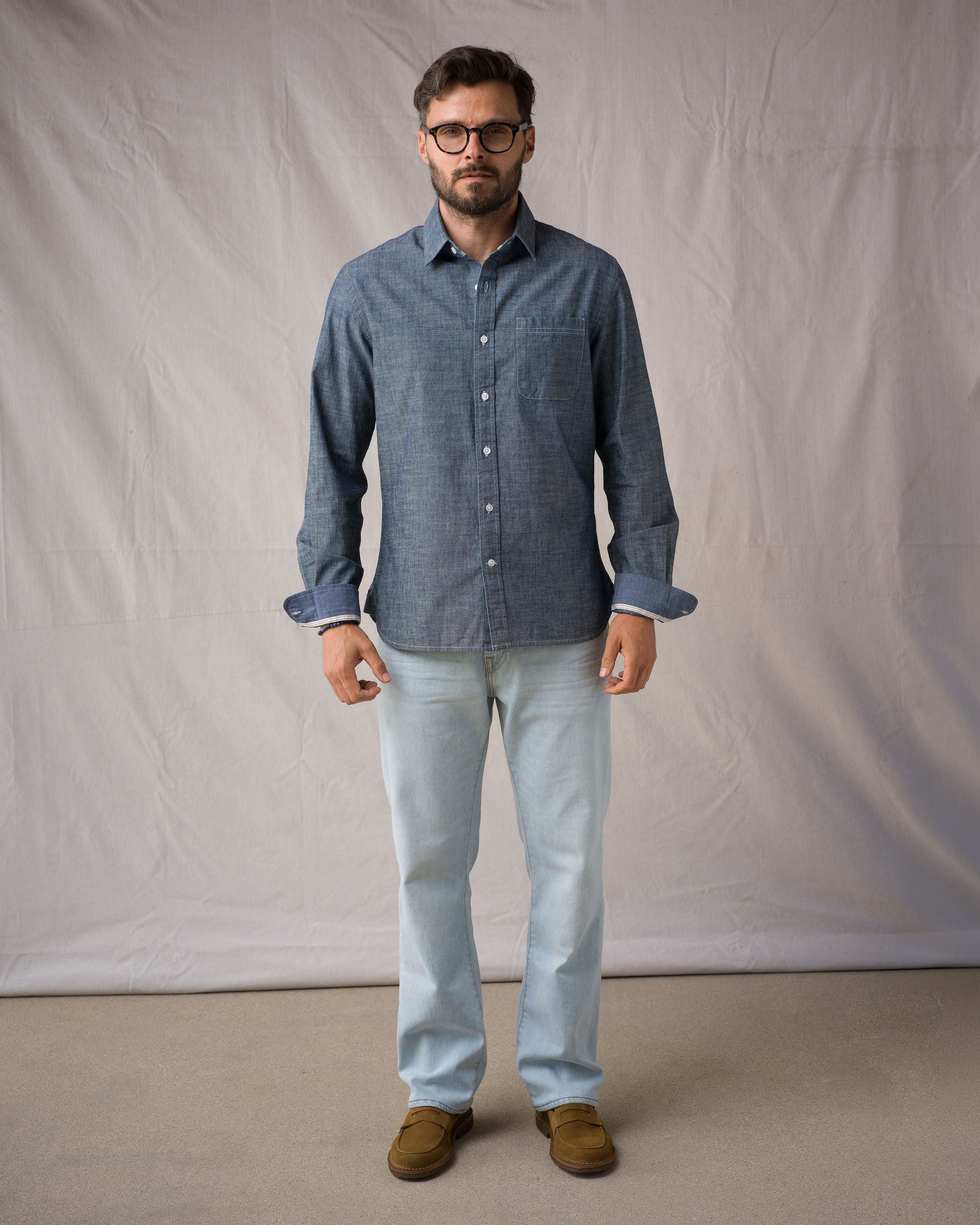 L/S Tailored Shirt Surplus Chambray 6oz - Indigo Rinse