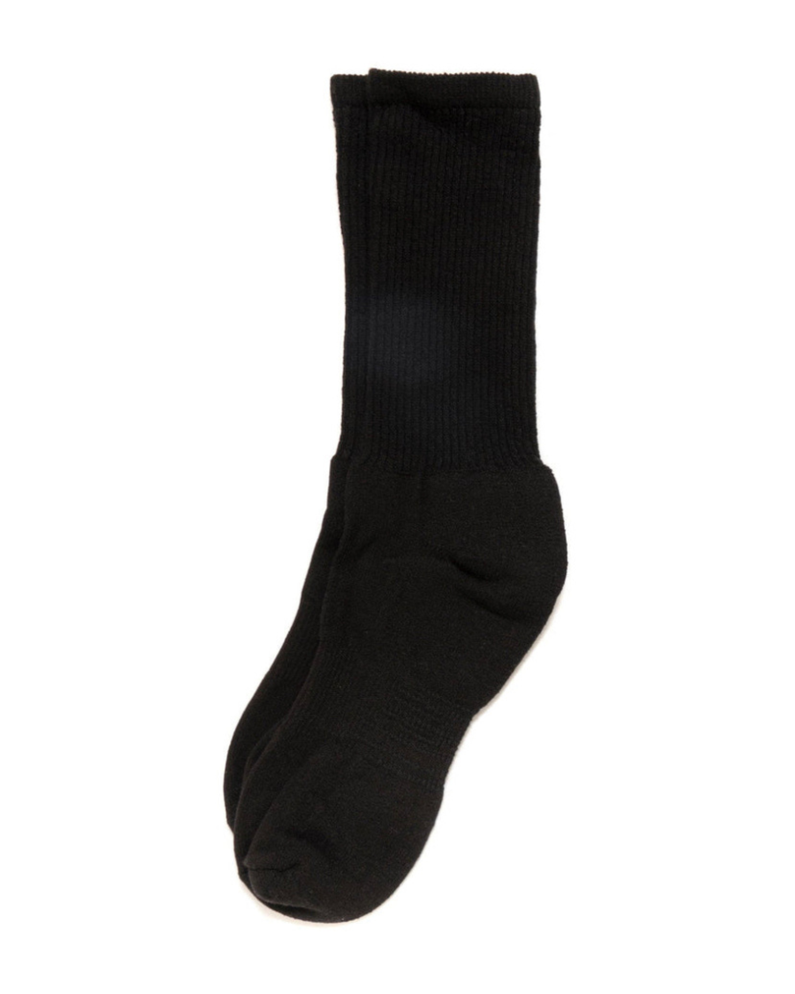 Mil-Spec Sport Socks - Navy laid flat in a top-down view, featuring ribbed cuffs and a cushioned construction against a white background. The socks appear thick and durable, making them suitable for both sports and casual wear.