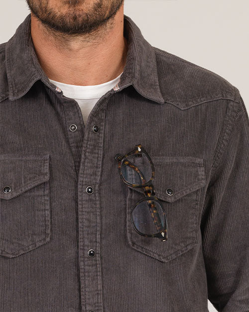 Corduroy Western Shirt - Dolphin