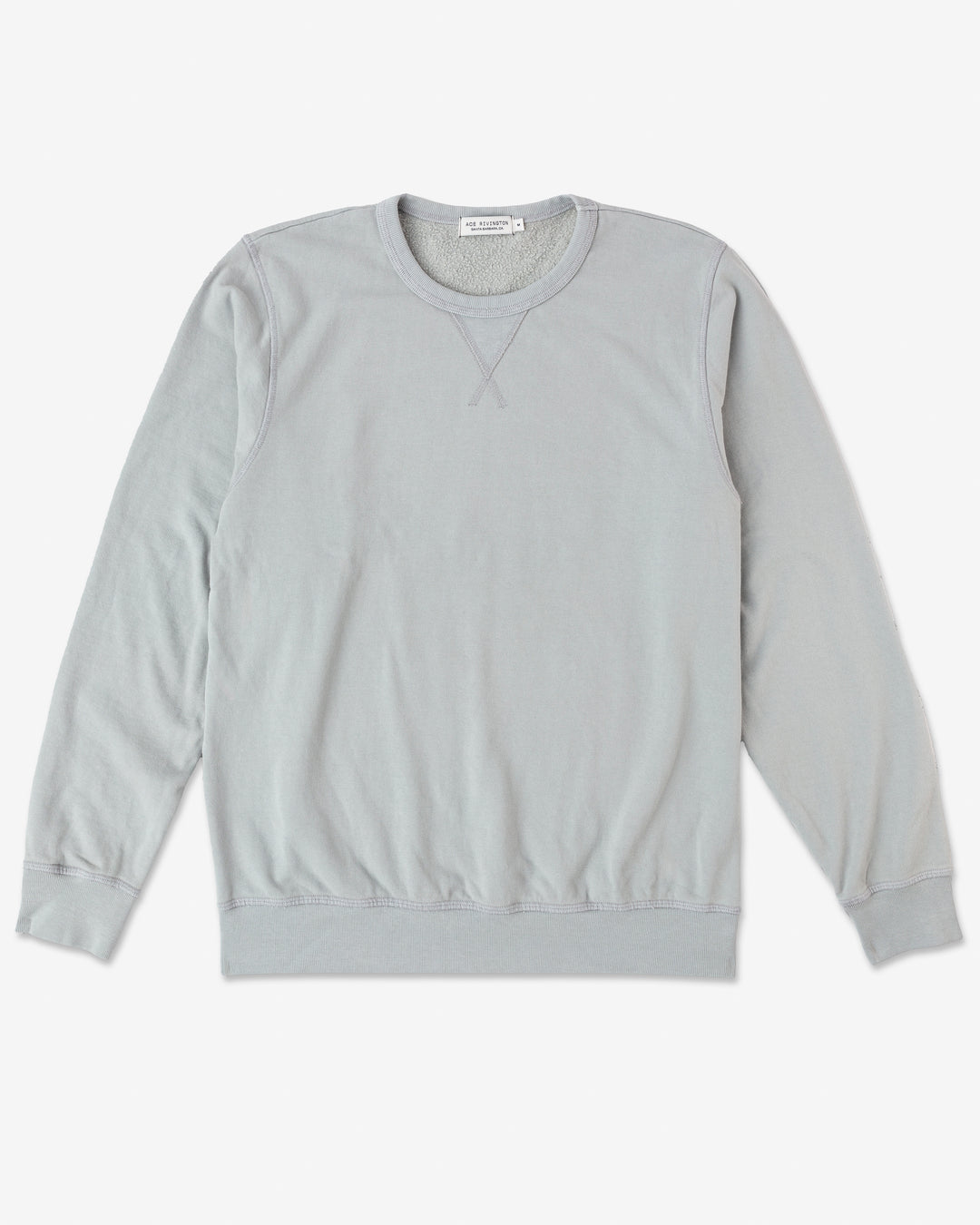 entire front of organic cotton sweatshirt in off-blue 