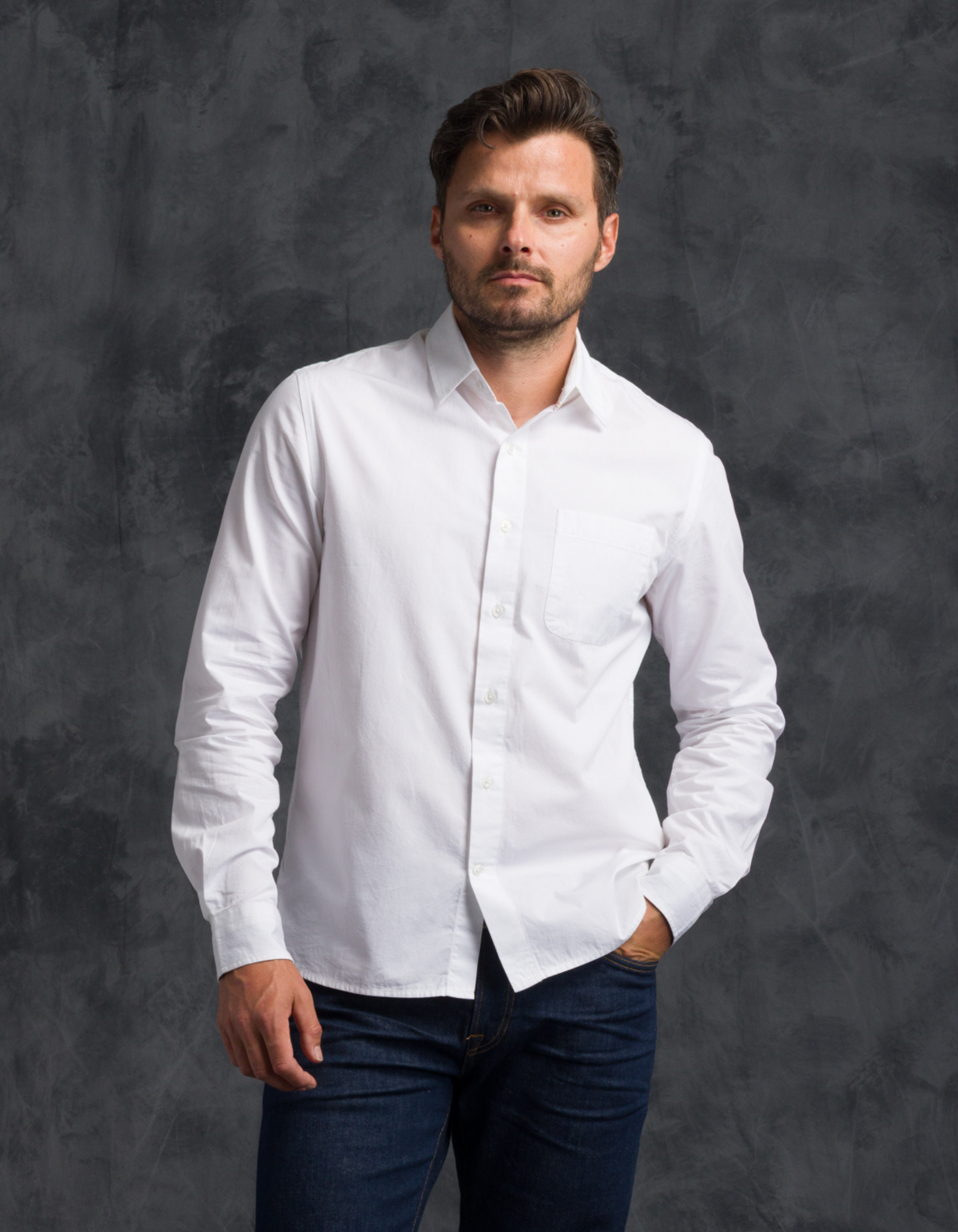Tailored Shirt - Compact Poplin - White Rinse