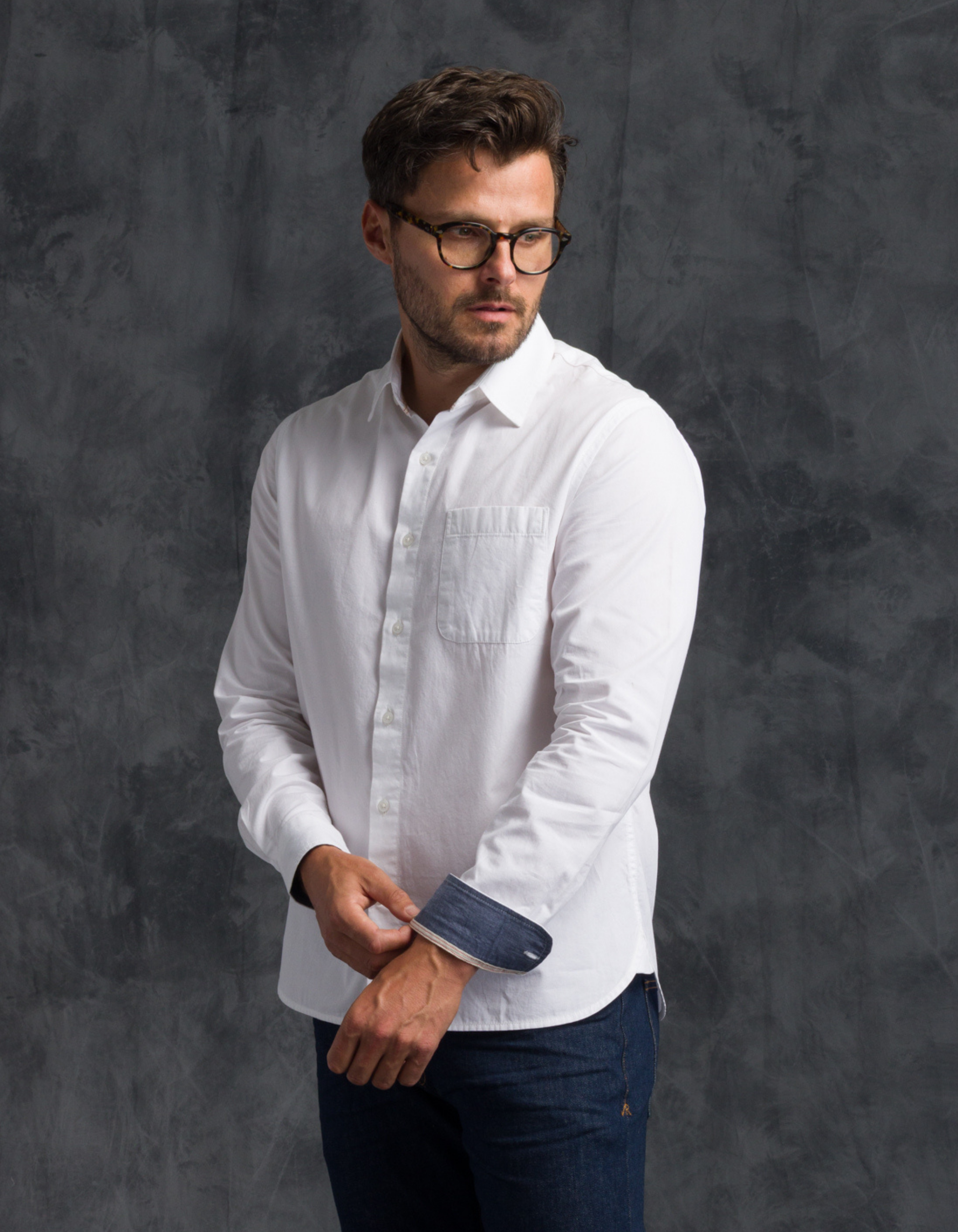 Tailored Shirt - Compact Poplin - White Rinse
