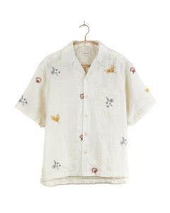 Khushi Camp Shirt- Hand Embroidered-Silk