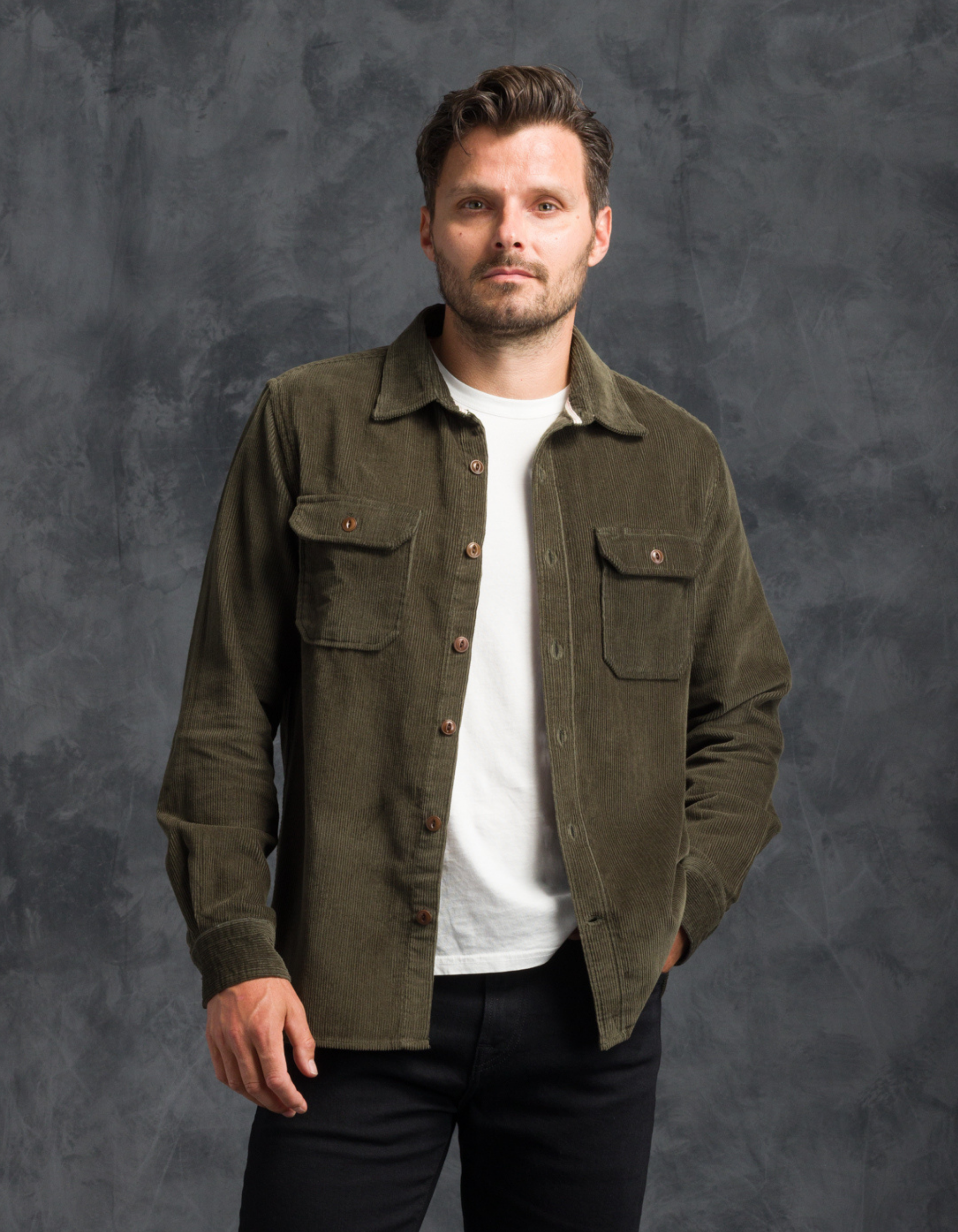 Corduroy Utility Shirt - Hunter Green