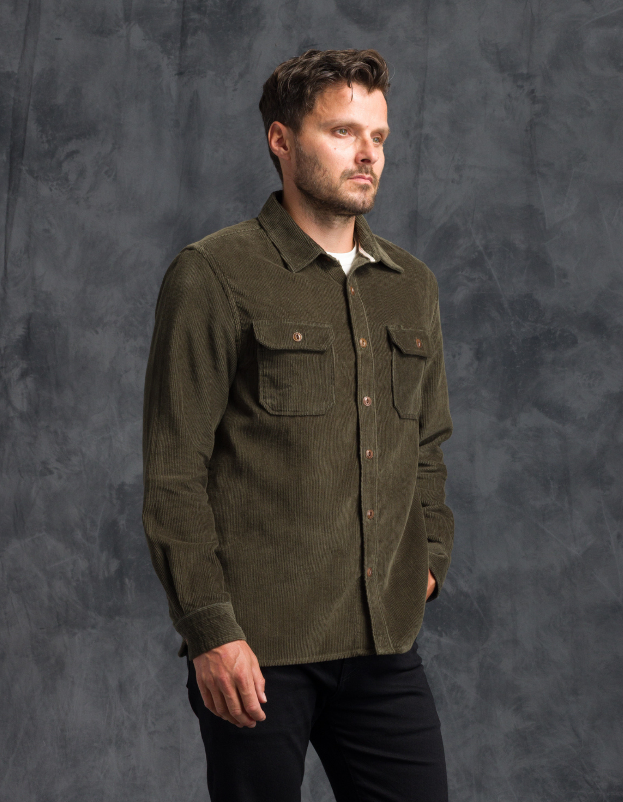 Corduroy Utility Shirt - Hunter Green