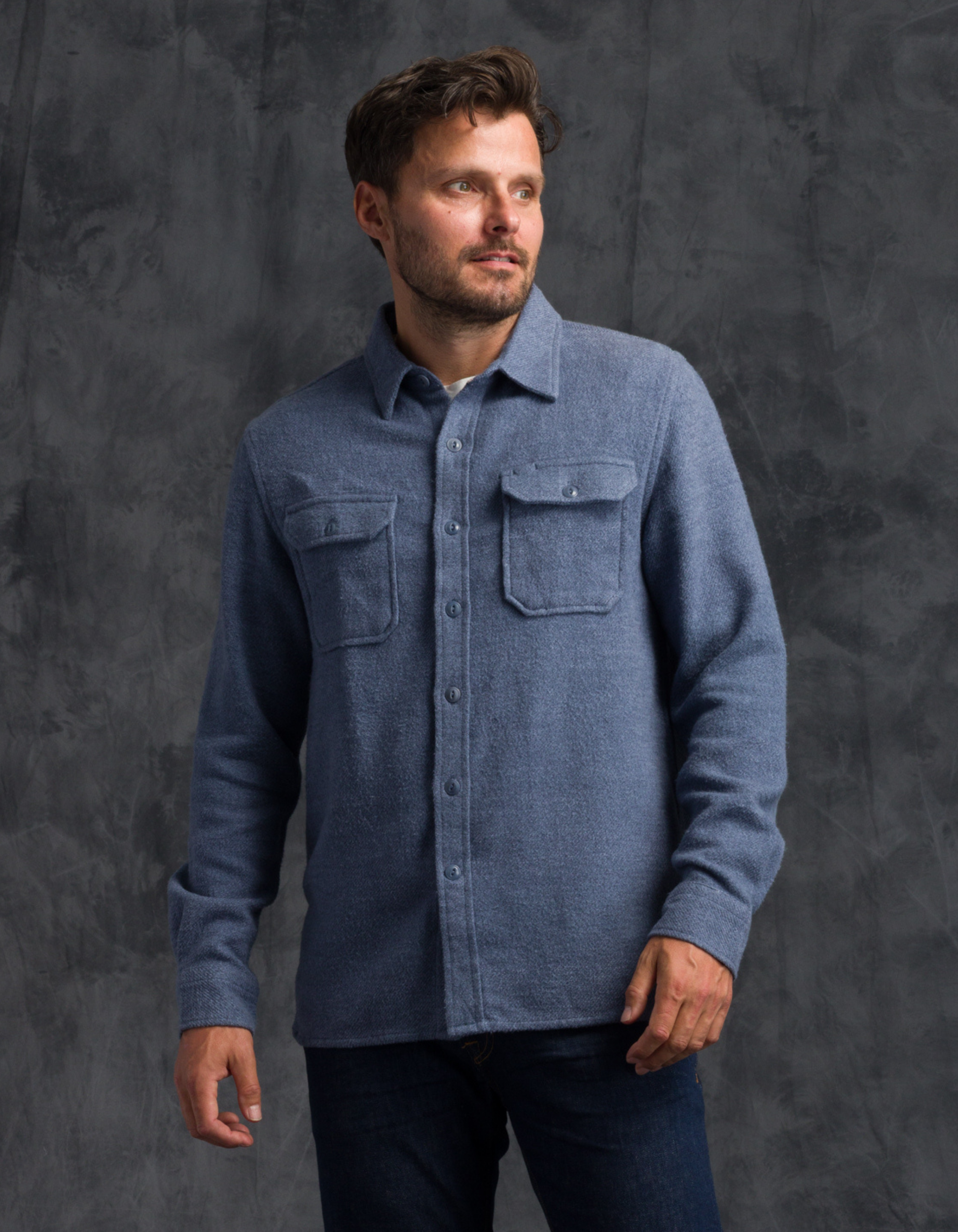 Winter Flannel - Utility Shirt - Slate Blue