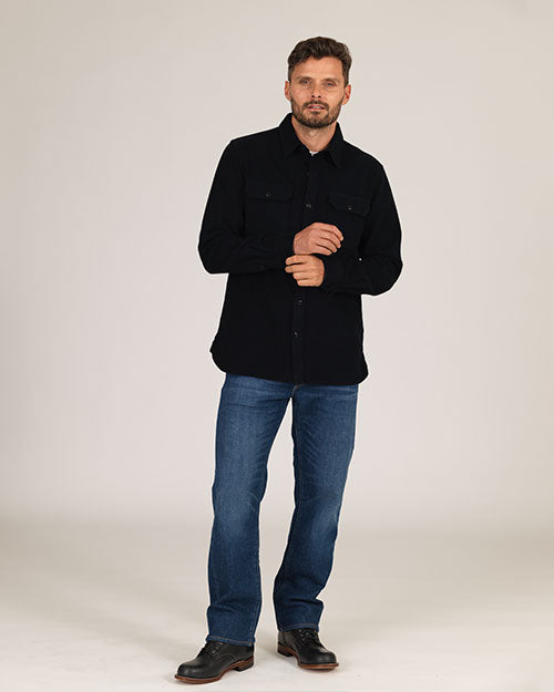 Winter Flannel - Utility Shirt - Black Houndstooth