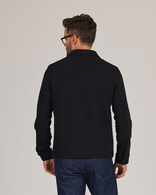 Diagonal Zip Up Jacket - Black