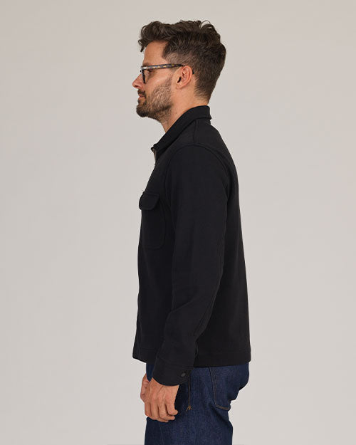 Diagonal Zip Up Jacket - Black