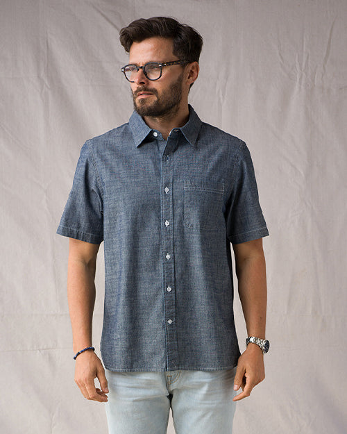 S/S Tailored Shirt Surplus Chambray 6oz - Indigo Rinse