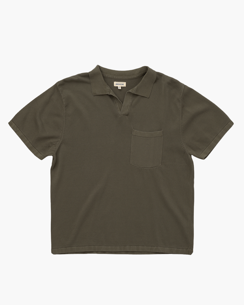 Raman Johnny Collar S/S Knit Polo - OLIVE