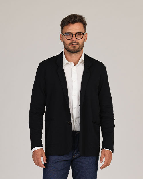 Diagonal Zip Up Jacket - Black