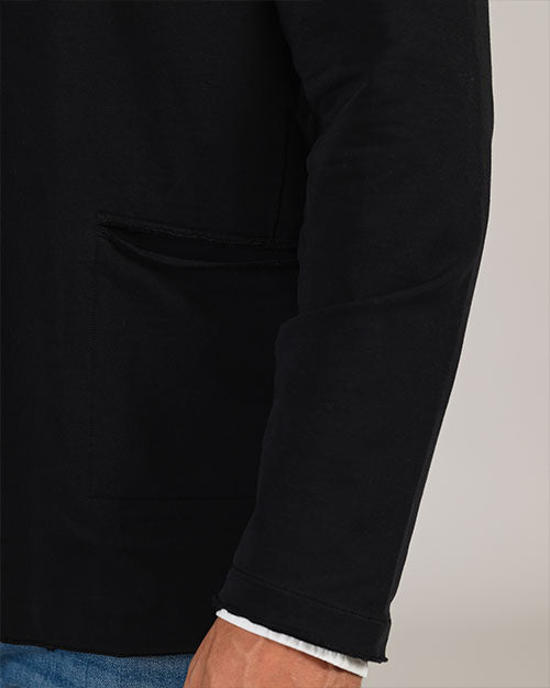 Diagonal Zip Up Jacket - Black