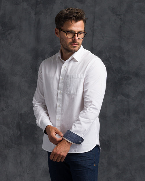 Tailored Shirt - Compact Poplin - White Rinse