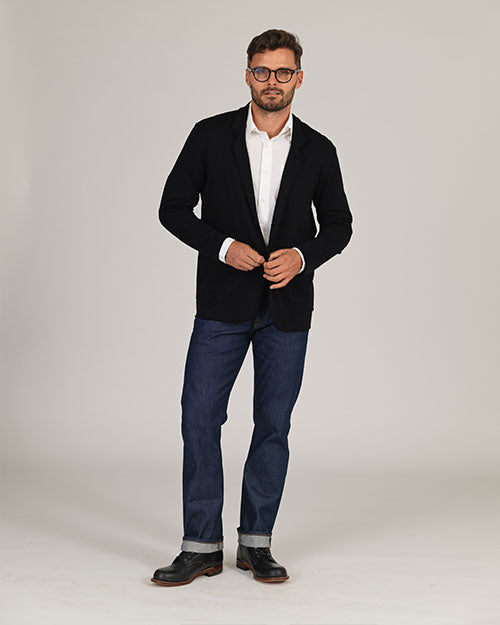Diagonal Zip Up Jacket - Black