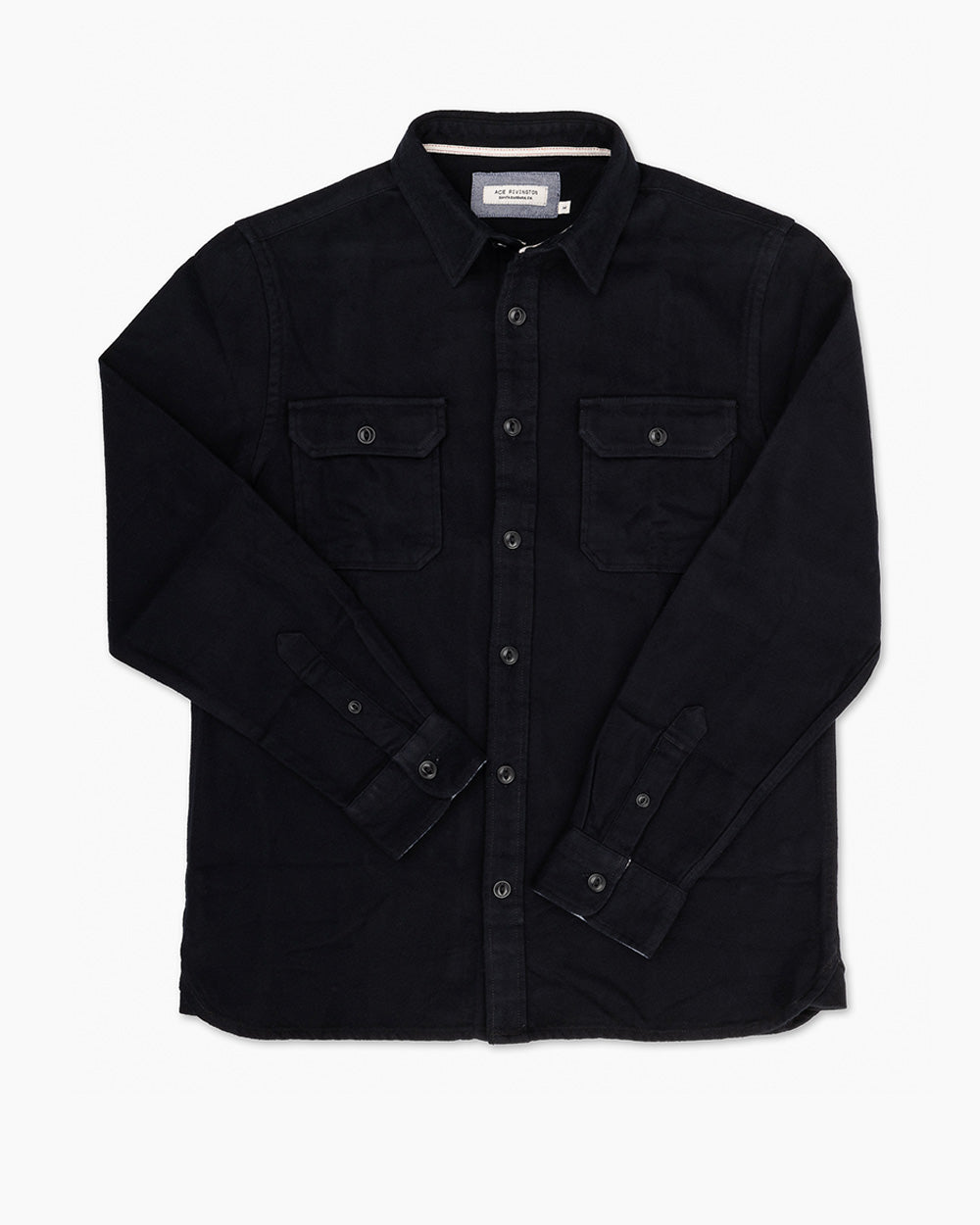Winter Flannel - Utility Shirt - Black Brushed Twill