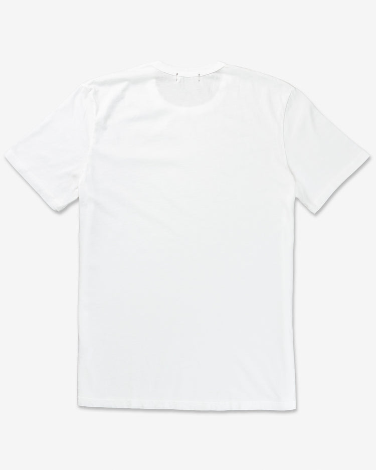 back of full view flat lay of men's off white t shirt made with super soft supima cotton